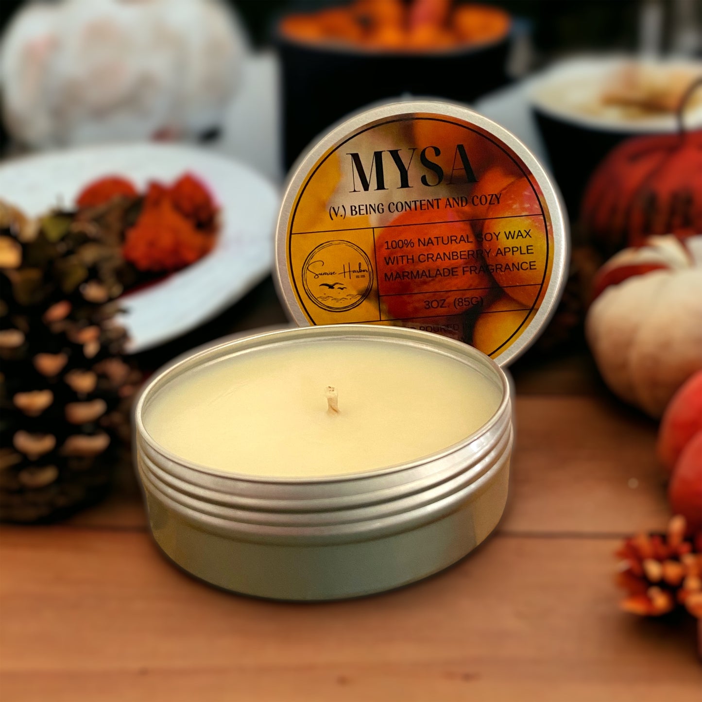 100% Soy Wax Scented Candle: Mysa (Cranberry Apple Marmalade)