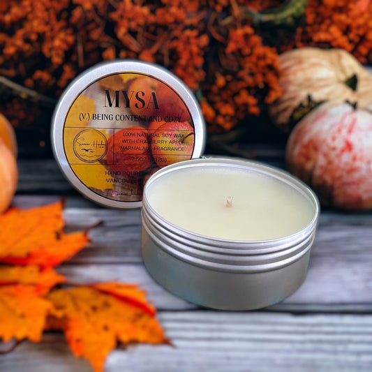 100% Soy Wax Scented Candle: Mysa (Cranberry Apple Marmalade)