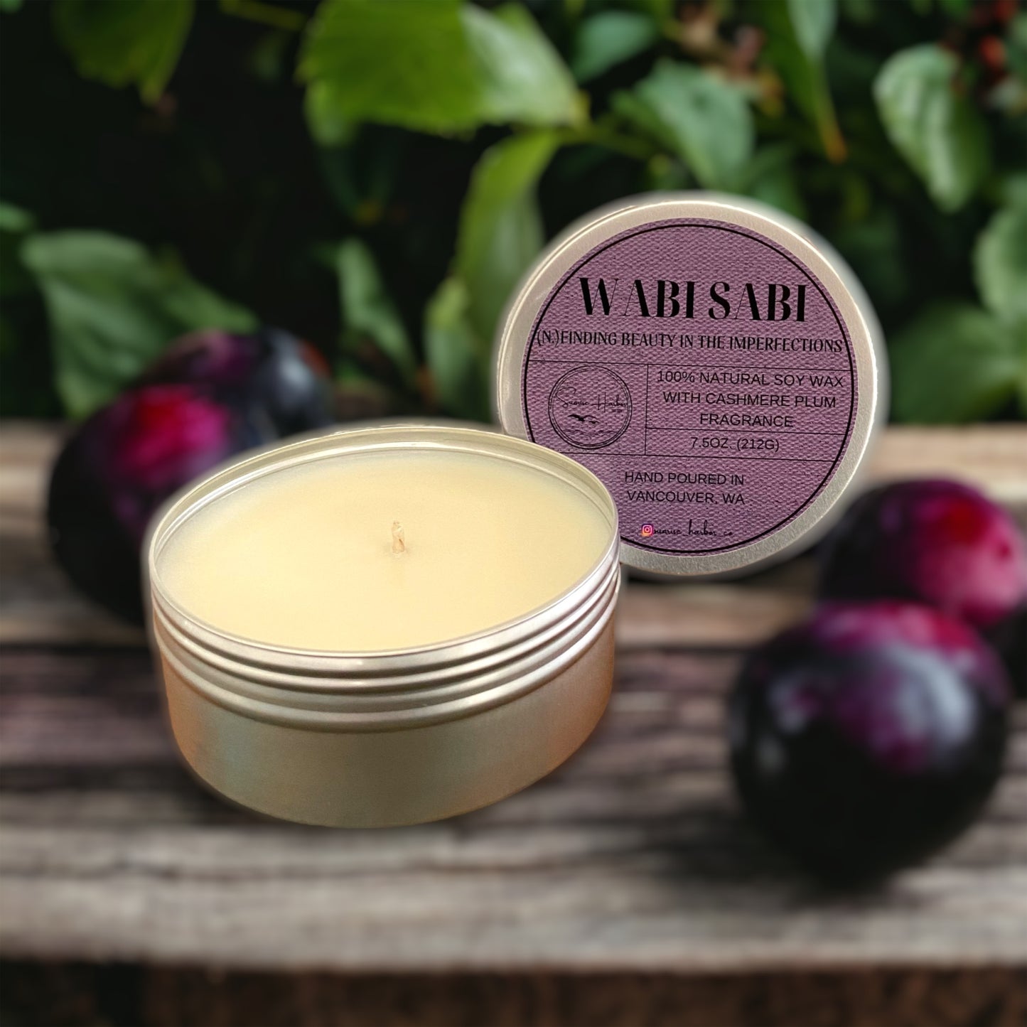 100% Soy Wax Scented Candle: Wabi Sabi (Cashmere Plum)