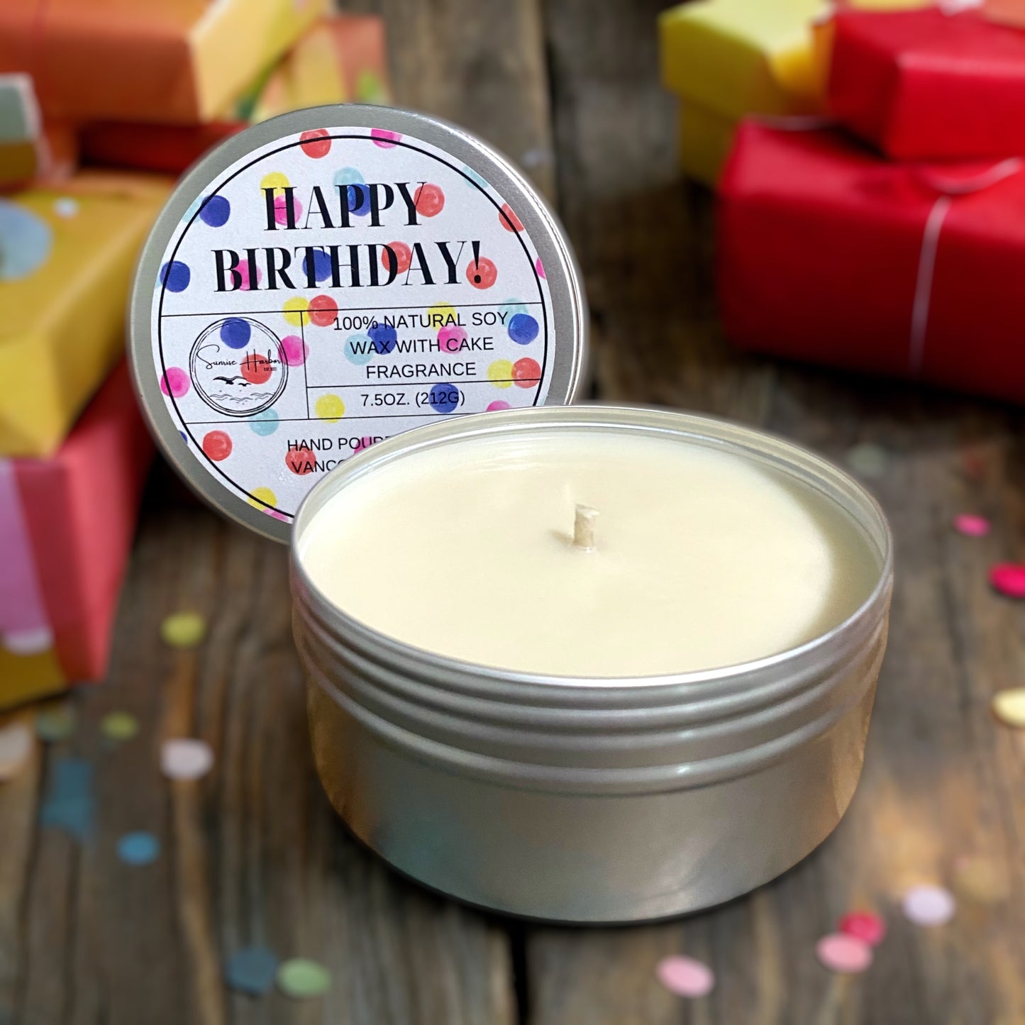 100% Soy Wax Scented Candle: Happy Birthday (Cake)