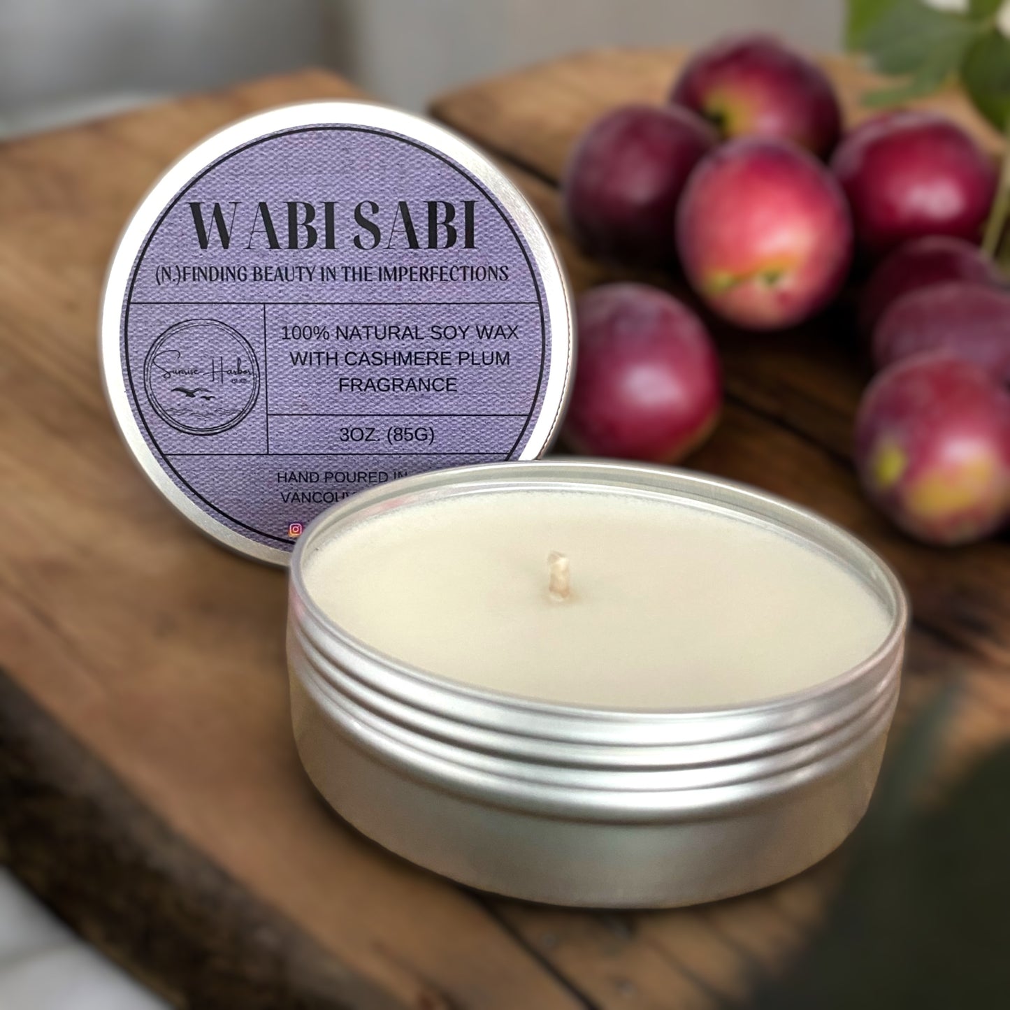 100% Soy Wax Scented Candle: Wabi Sabi (Cashmere Plum)