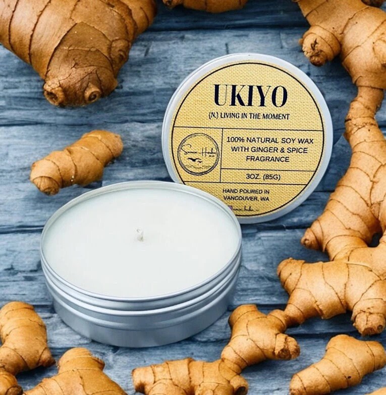 100% Soy Wax Scented Candle: Ukiyo (Ginger & Spice)