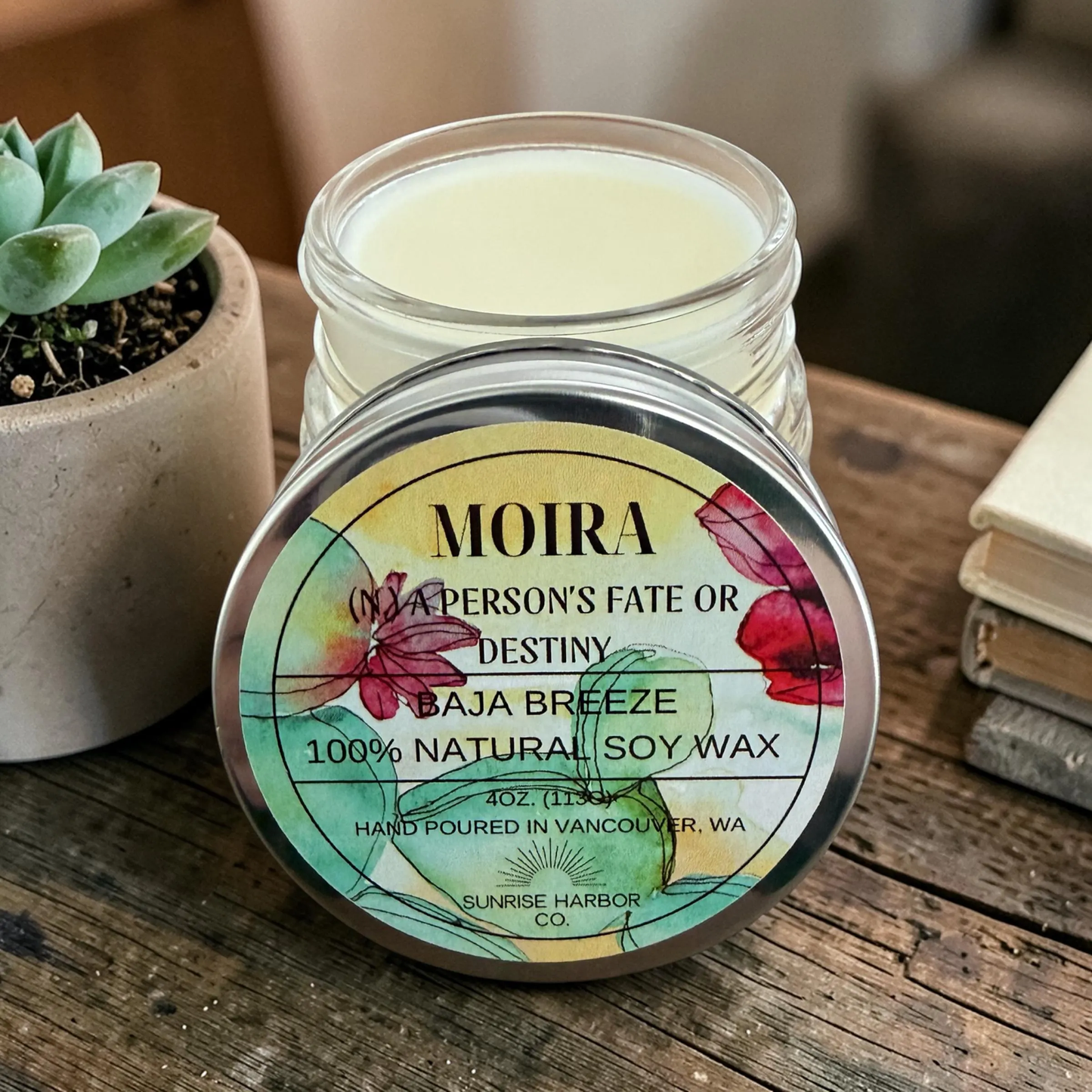 Wickless 100% Soy Wax Candle, Glass Jar, Scented, Vegan, Handmade, Eco-Friendly